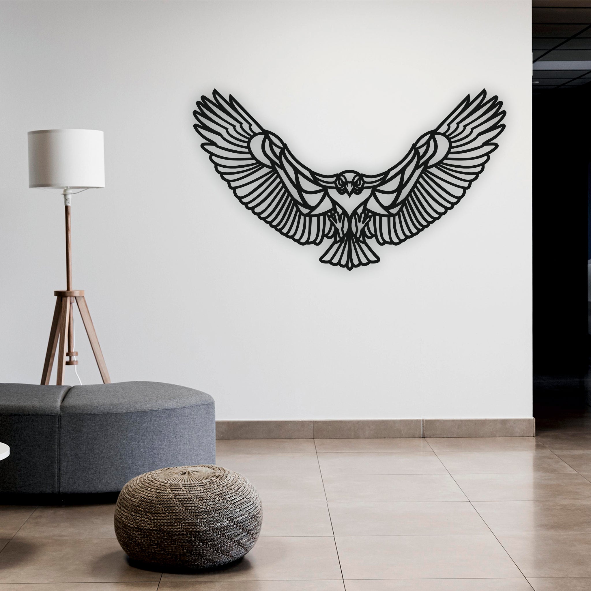 Geometrik Kartal Metal Duvar Tablosu