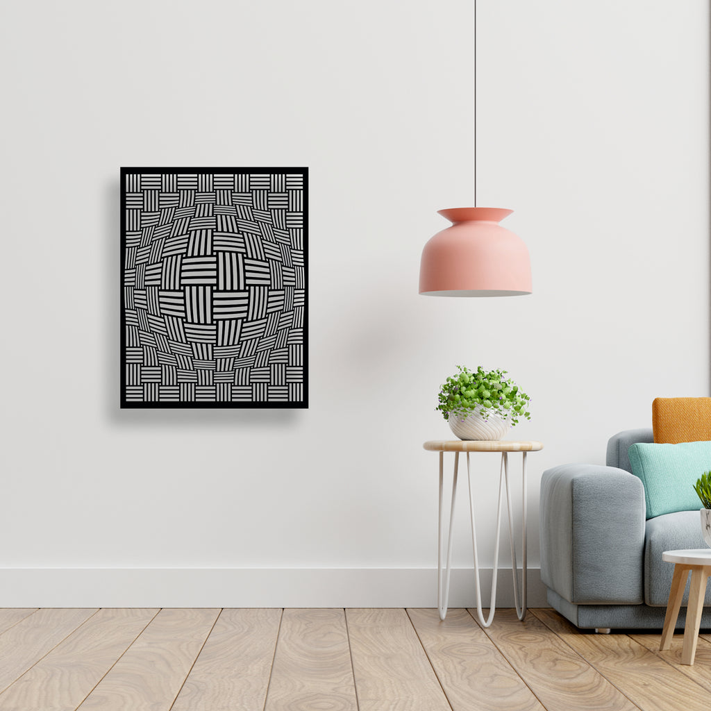 Dokuma Desenli Optik İllüzyon Metal Duvar Dekoru | 3D Etkili Sanat