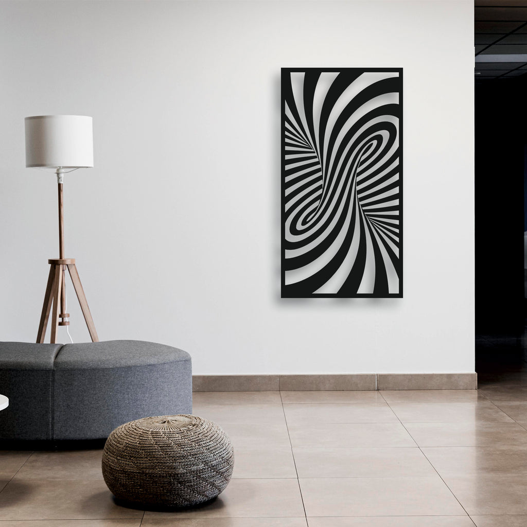 3D Optik İllüzyon Metal Duvar Dekoru | Hipnotik Spiral Sanatı