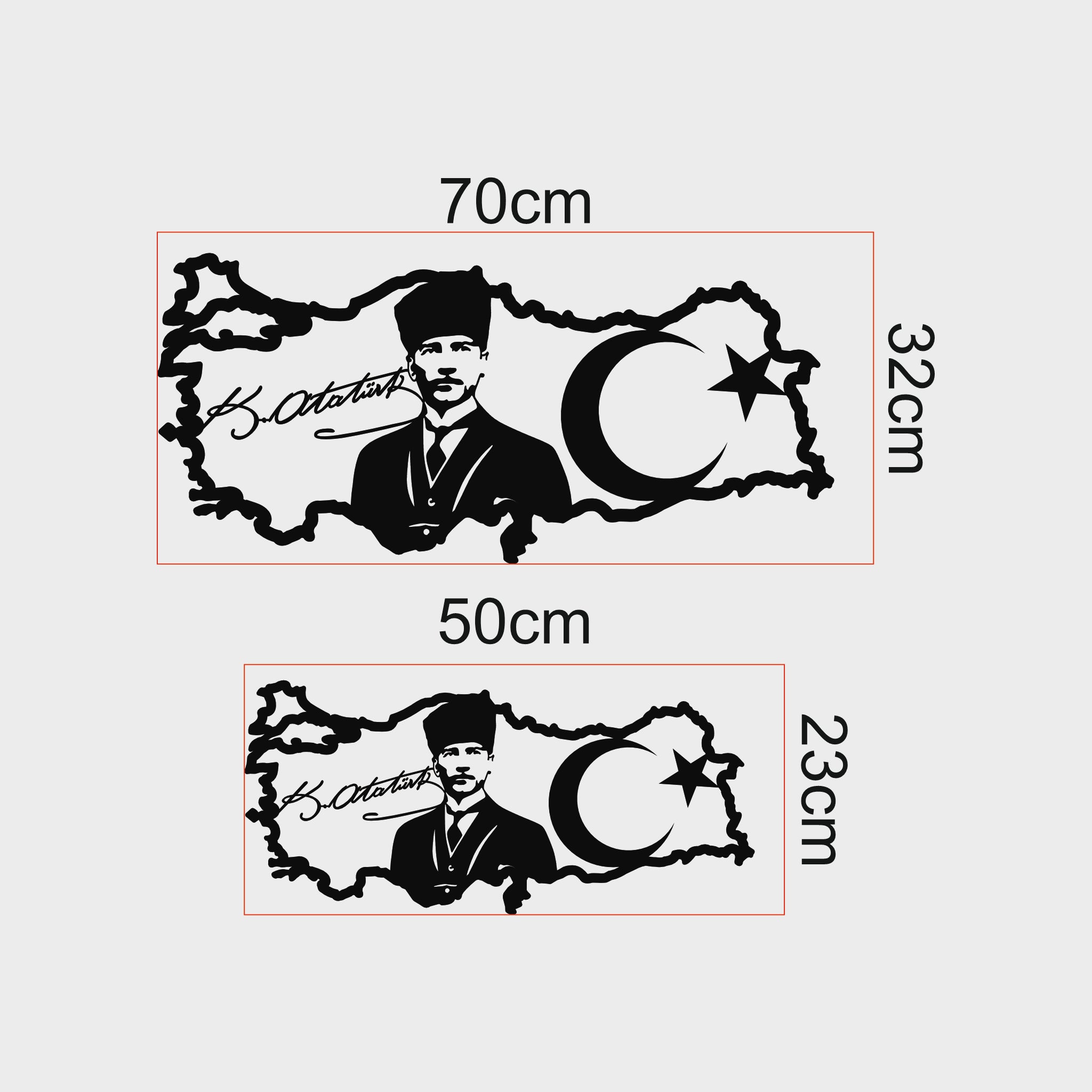 Türkiye Haritası Metal Duvar Dekoru – Atatürk Silueti ve İmzasıyla Özel Tasarım