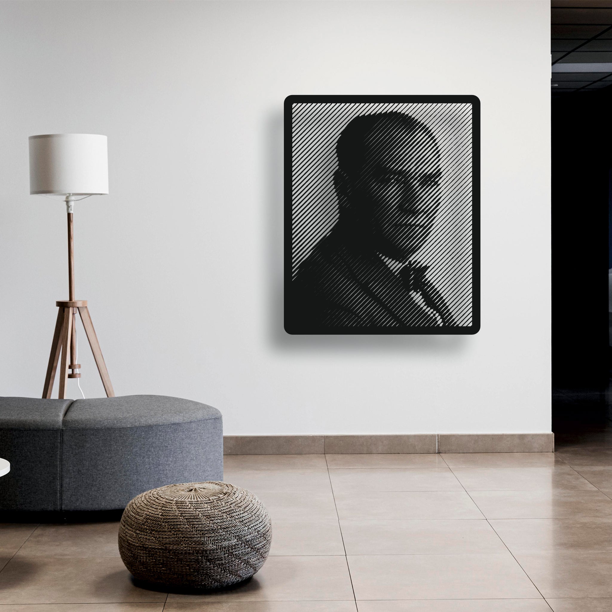 Atatürk Modern Metal Portre – Lazer Kesim ve Siyah Toz Boya