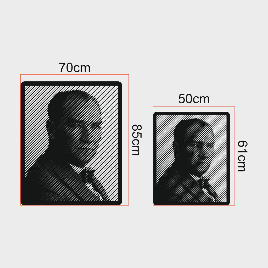 Atatürk Modern Metal Portre – Lazer Kesim ve Siyah Toz Boya