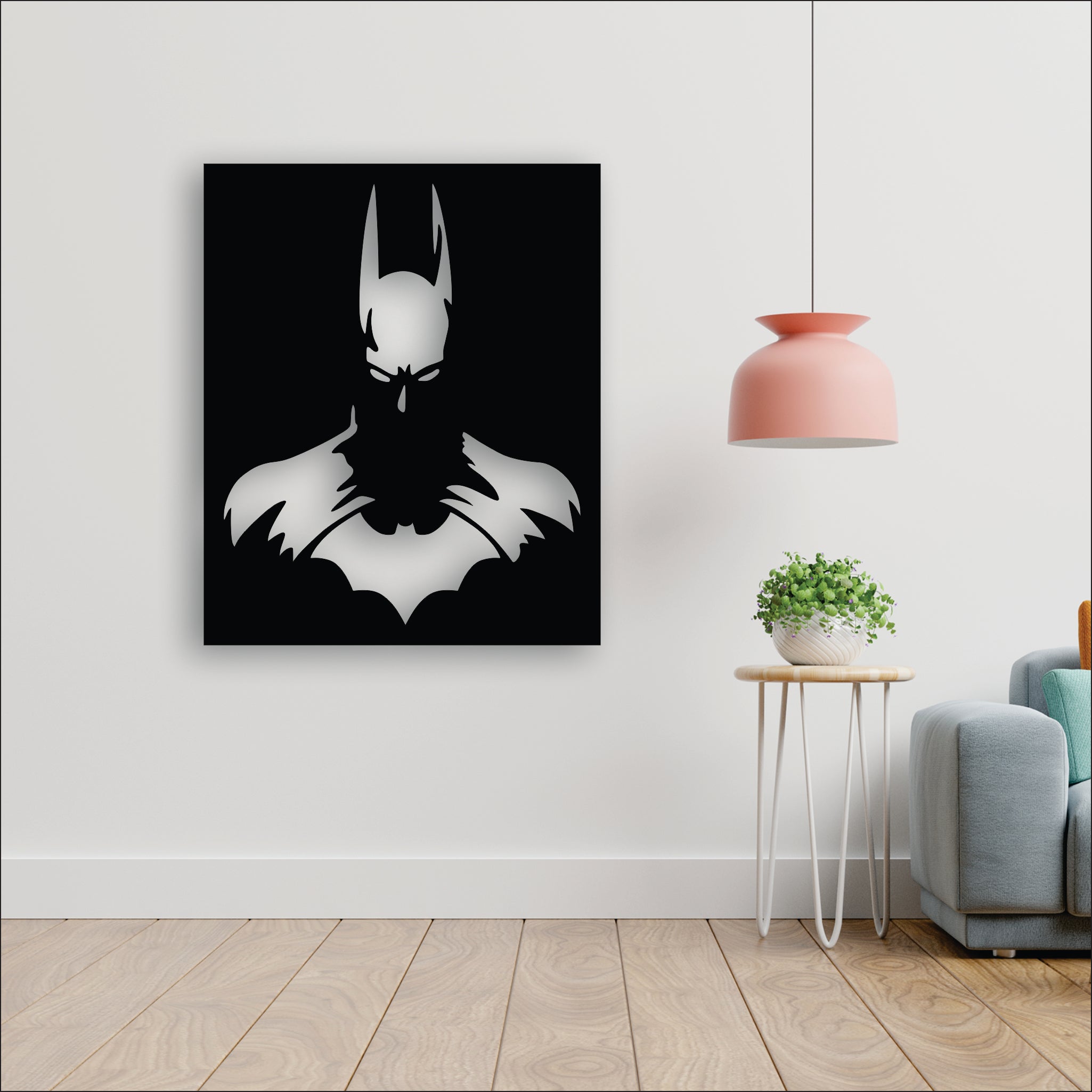 Batman Metal Duvar Sanatı – Lazer Kesim ve Siyah Toz Boya