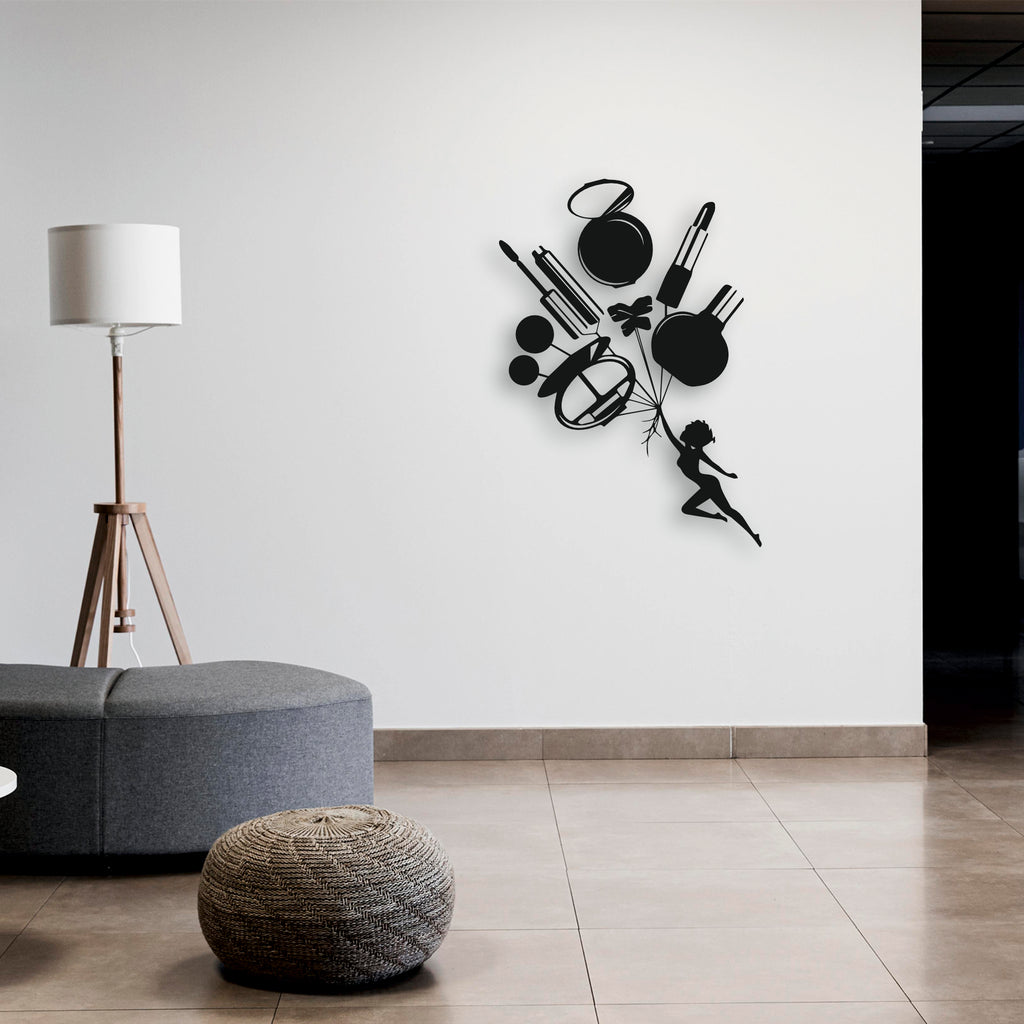 Makyaj Balonları Metal Tablo | Kozmetik Mağazası/Güzellik Salonu Dekoru