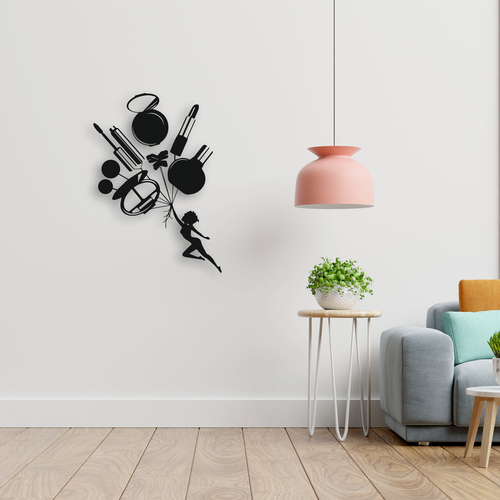 Makyaj Balonları Metal Tablo | Kozmetik Mağazası/Güzellik Salonu Dekoru