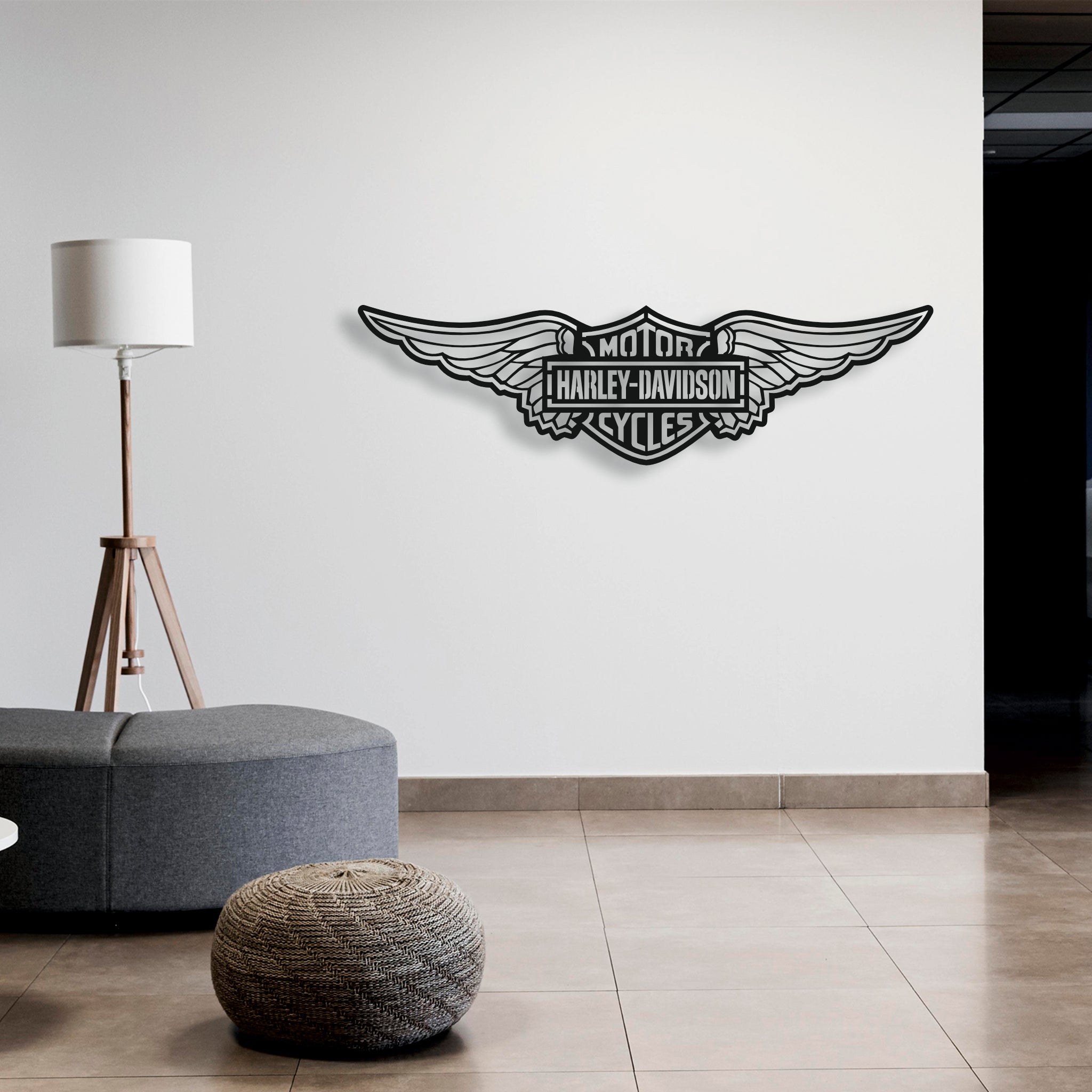 Harley-Davidson Kanatlı Logo Metal Duvar Dekoru | İkonik Motor Sanatı