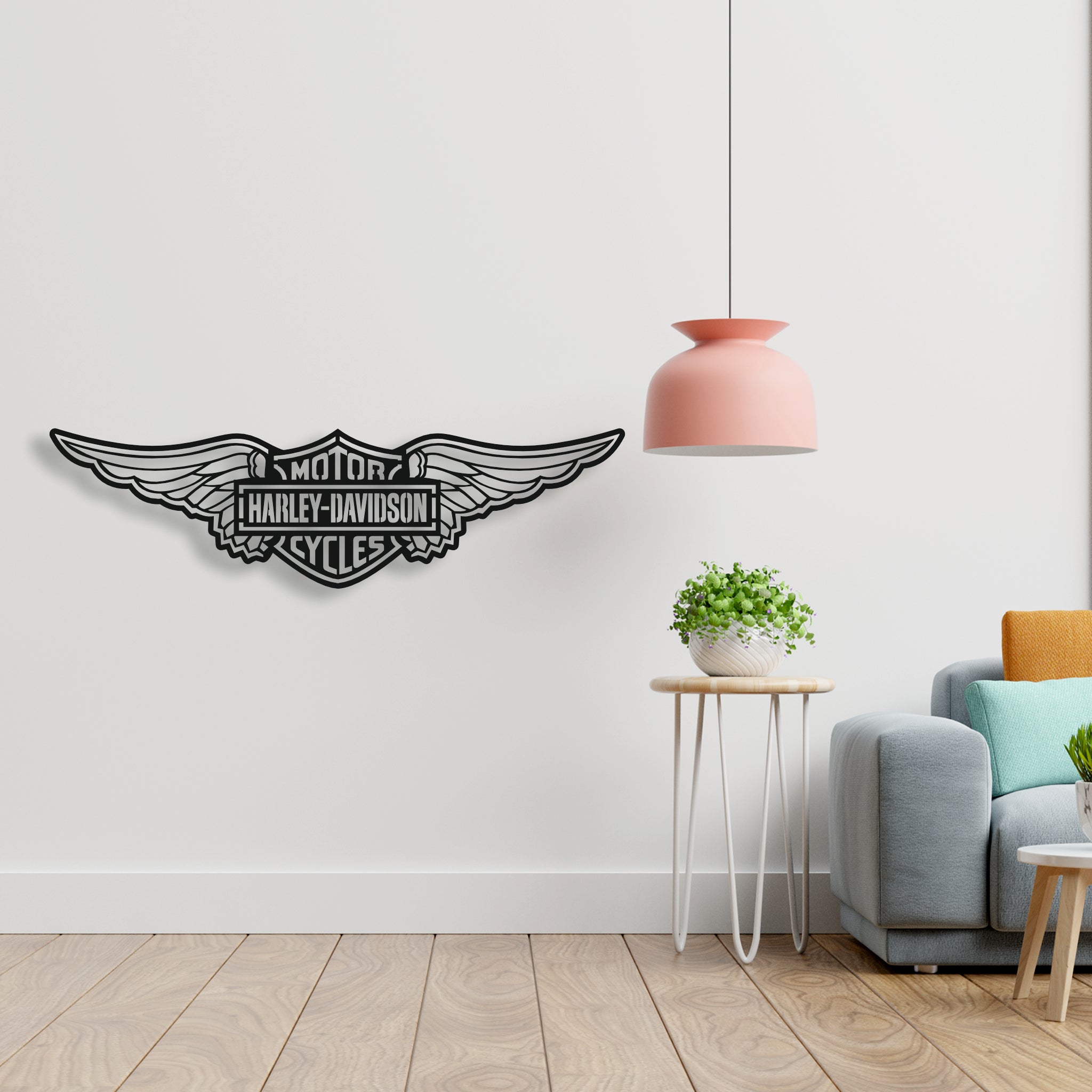Harley-Davidson Kanatlı Logo Metal Duvar Dekoru | İkonik Motor Sanatı