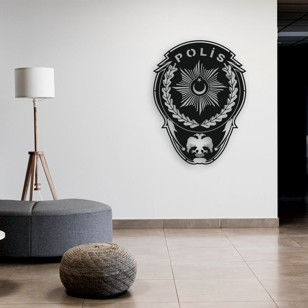 Polis Rozeti Metal Duvar Dekoru | Türk Polis Teşkilatı Logosu