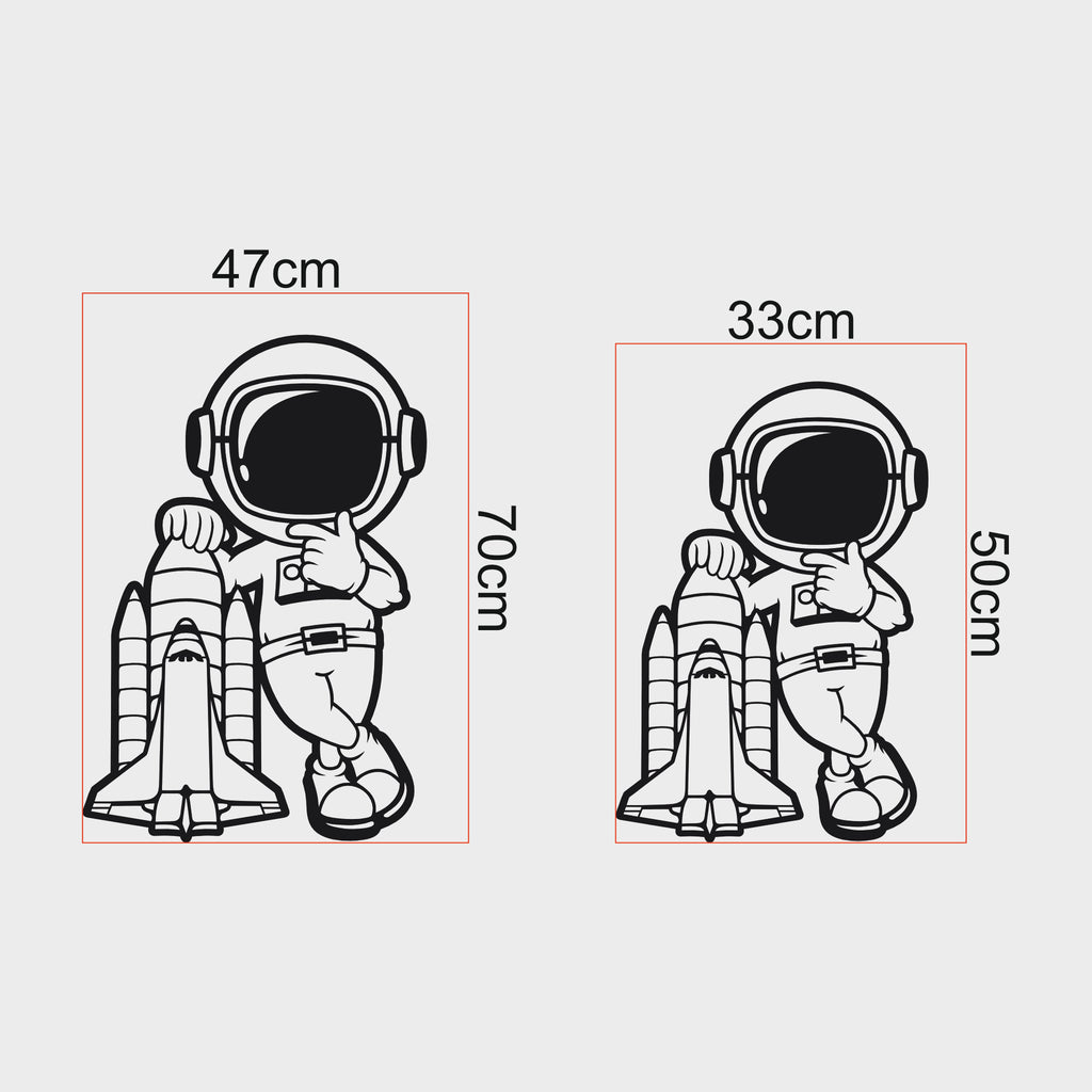 Astronot ve Uzay Mekiği Metal Duvar Dekoru | Bilim ve Keşif Temalı Sanat