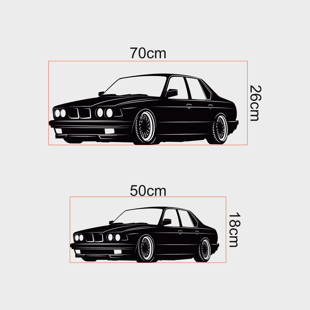 BMW E34 Metal Duvar Dekoru | Klasik Bavyera Otomobil Sanatı