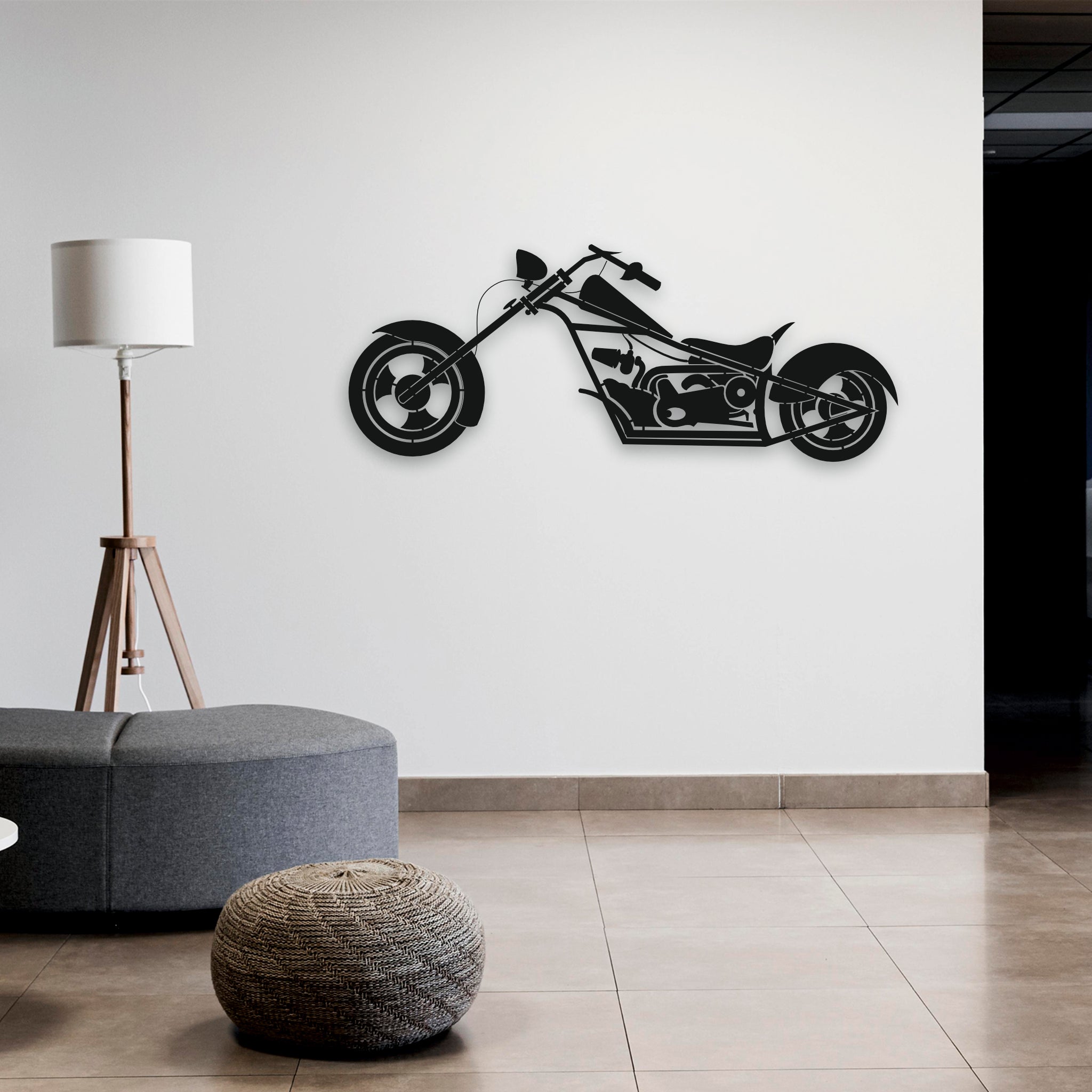 Chopper Motosiklet Metal Duvar Dekoru | Özgürlük ve Hız Temalı Tasarım