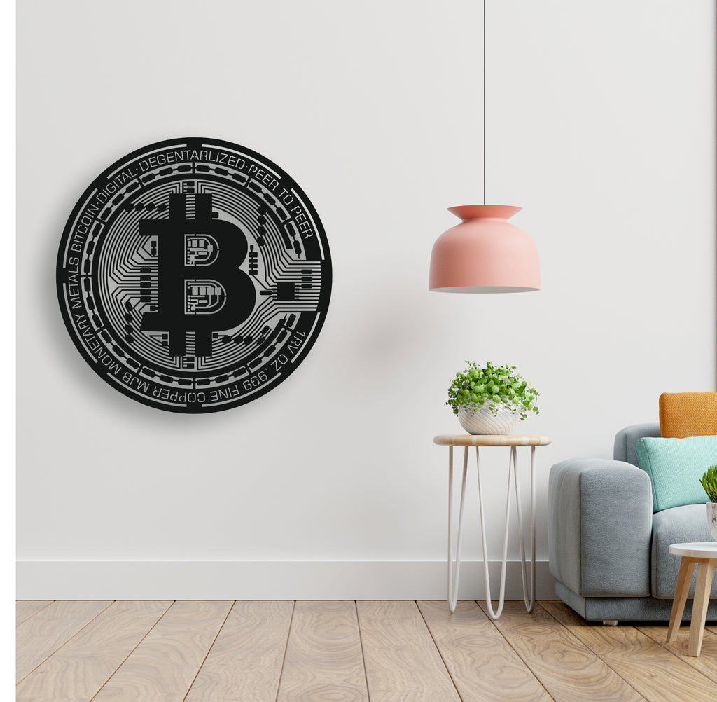 Bitcoin Kripto Para Metal Duvar Dekoru | Finans ve Teknoloji Temalı Tasarım