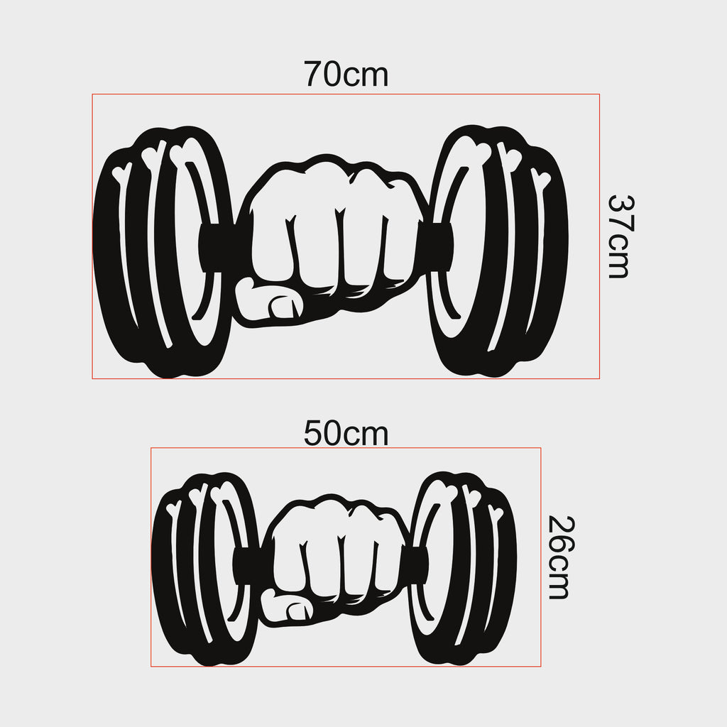 Dambıl Tutan El Metal Duvar Dekoru | Güç ve Fitness Temalı Tasarım