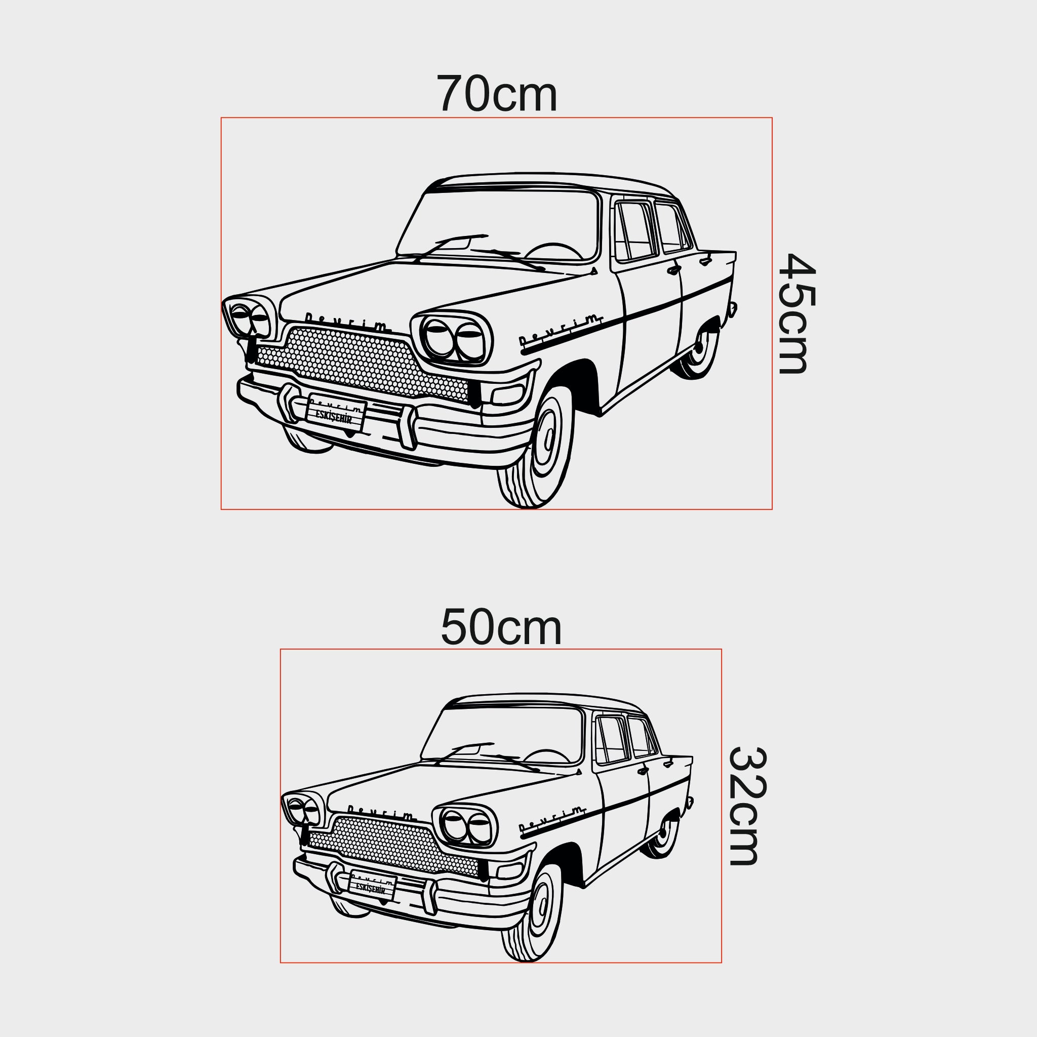 Devrim Arabası Metal Duvar Dekoru | Türkiye'nin İlk Yerli Otomobili