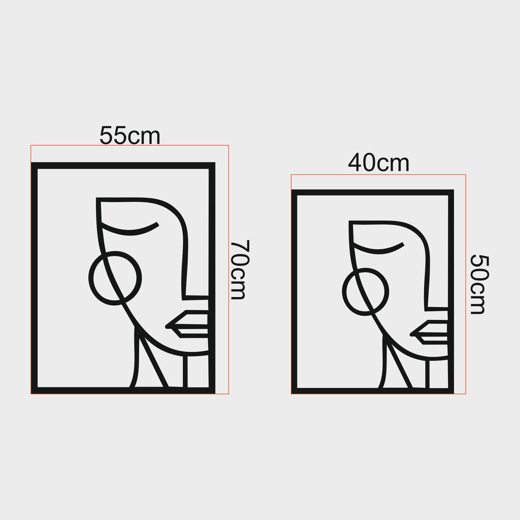 Modern Tek Çizgi Kadın Portresi Metal Tablo | Şık Ev ve Ofis Dekoru