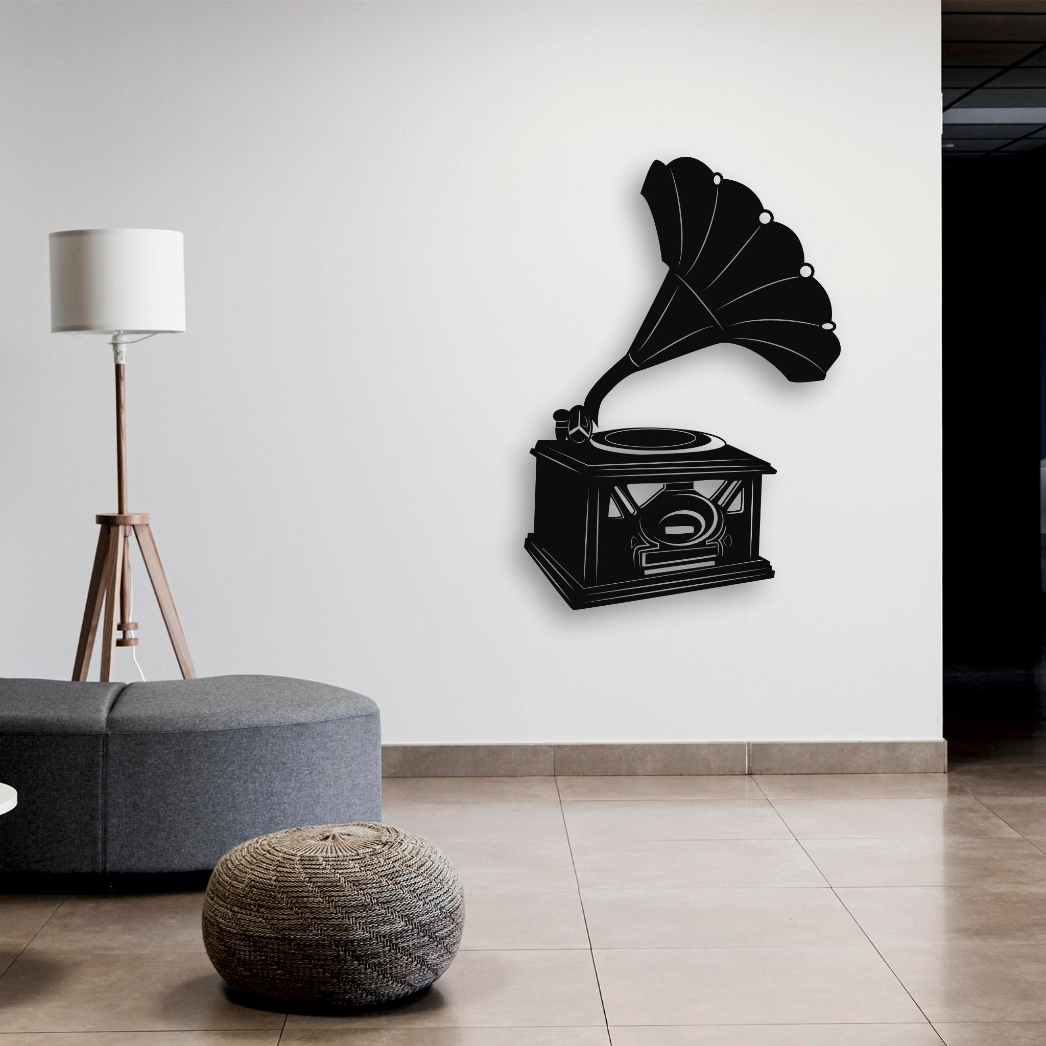 Retro Gramofon Metal Duvar Dekoru | Nostaljik Tasarım
