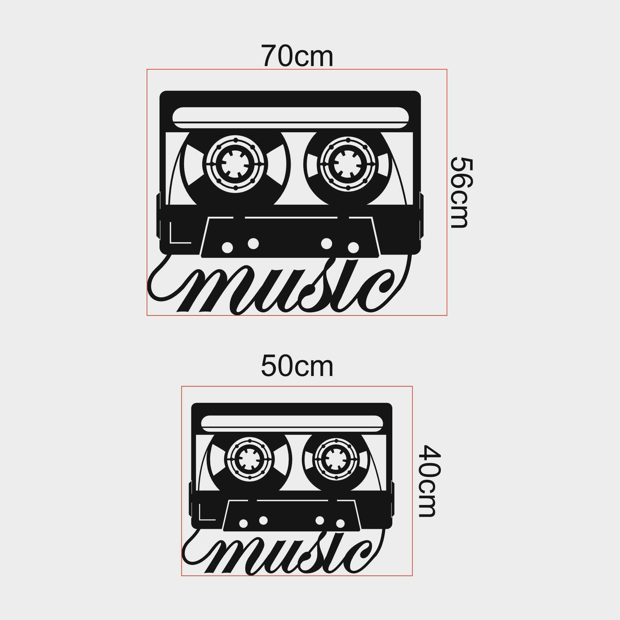 Retro Kaset ve "Music" Yazısı Metal Duvar Dekoru | Nostaljik Tasarım