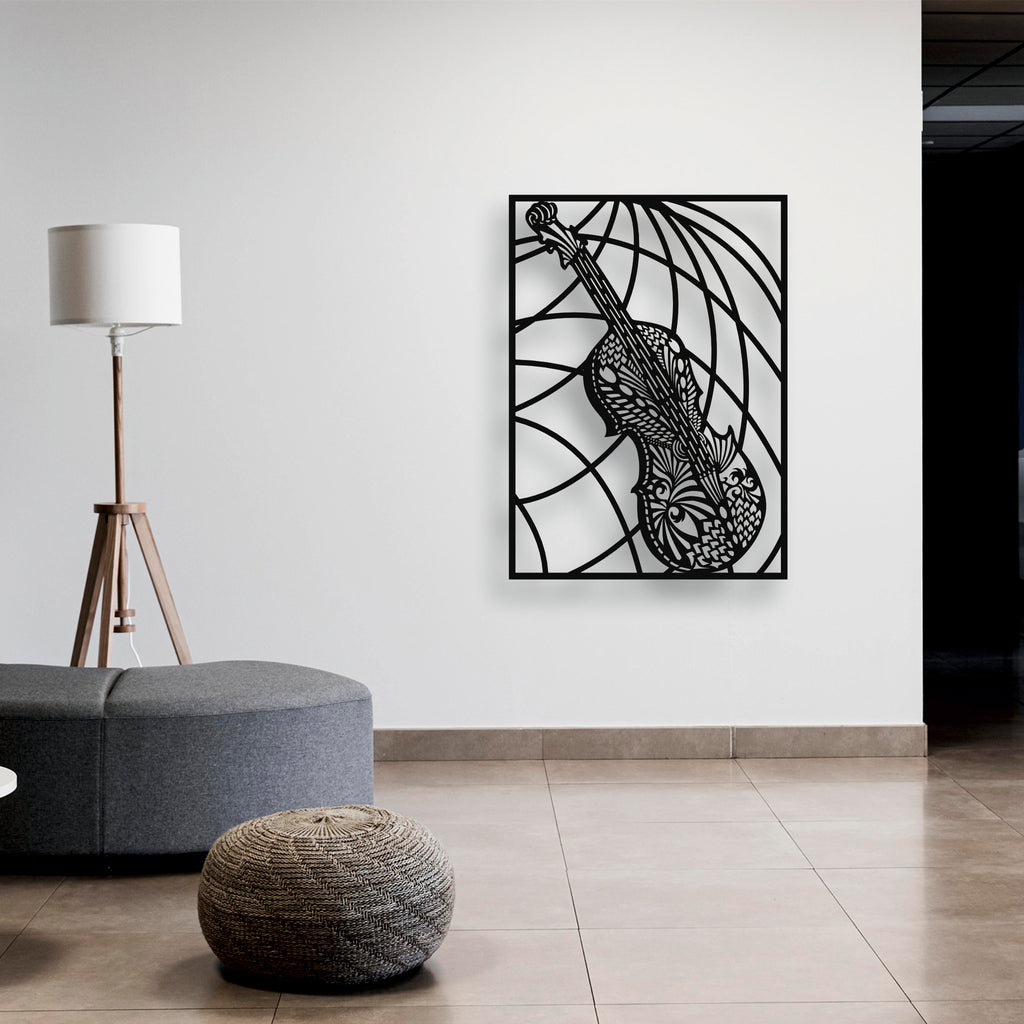 Melodinin Kalbi: Lazer Kesim Detaylı Keman Metal Tablo