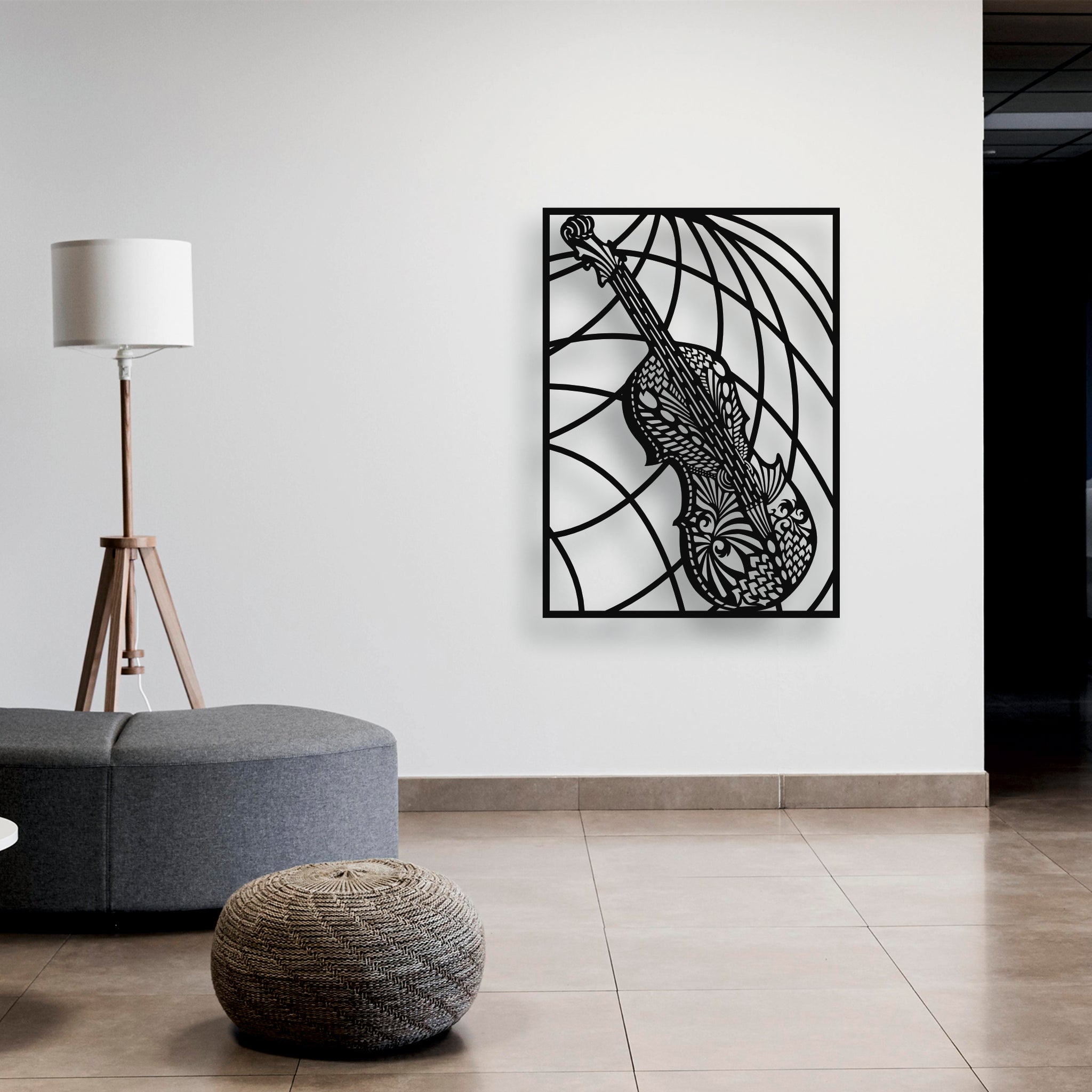 Melodinin Kalbi: Lazer Kesim Detaylı Keman Metal Tablo