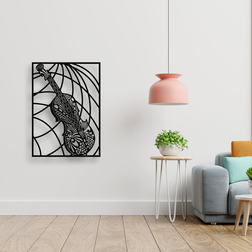 Melodinin Kalbi: Lazer Kesim Detaylı Keman Metal Tablo