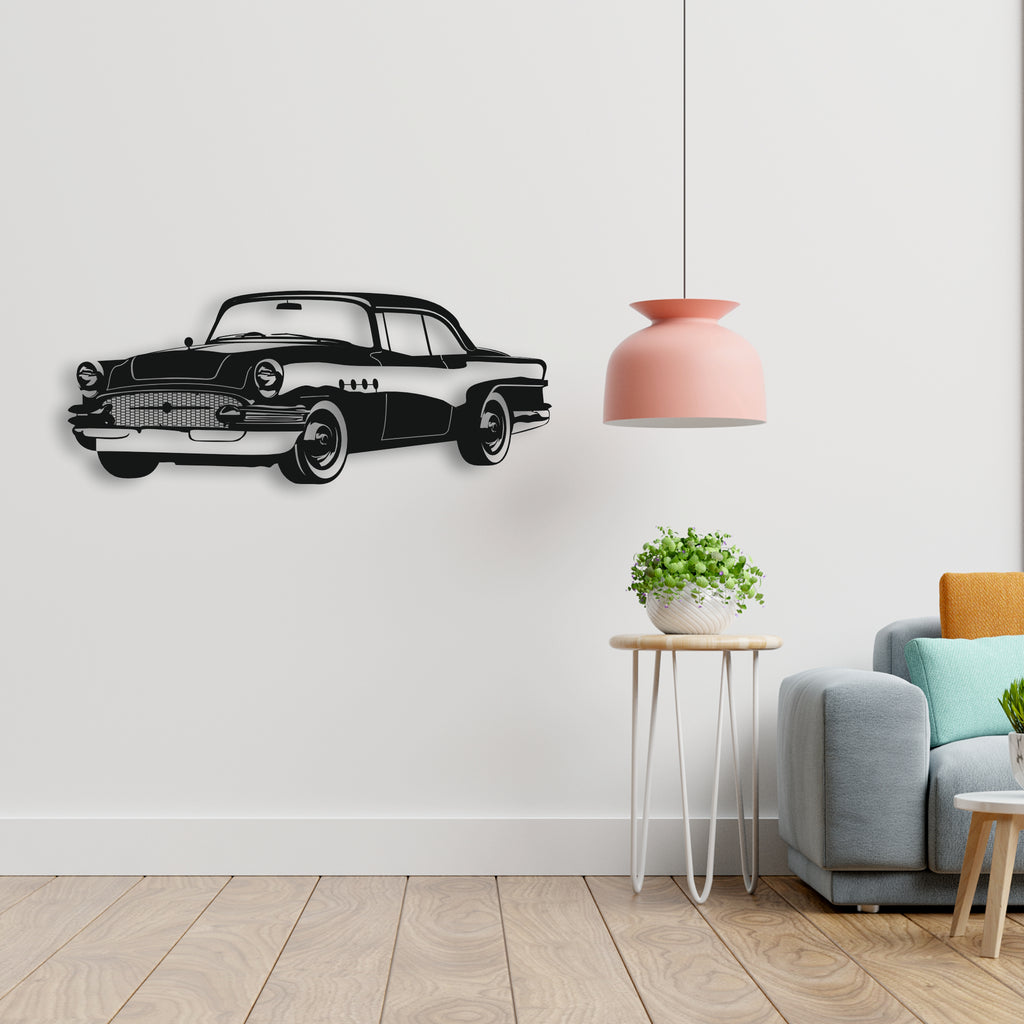Klasik Amerikan Arabası Metal Duvar Dekoru | Vintage Otomobil Sanatı