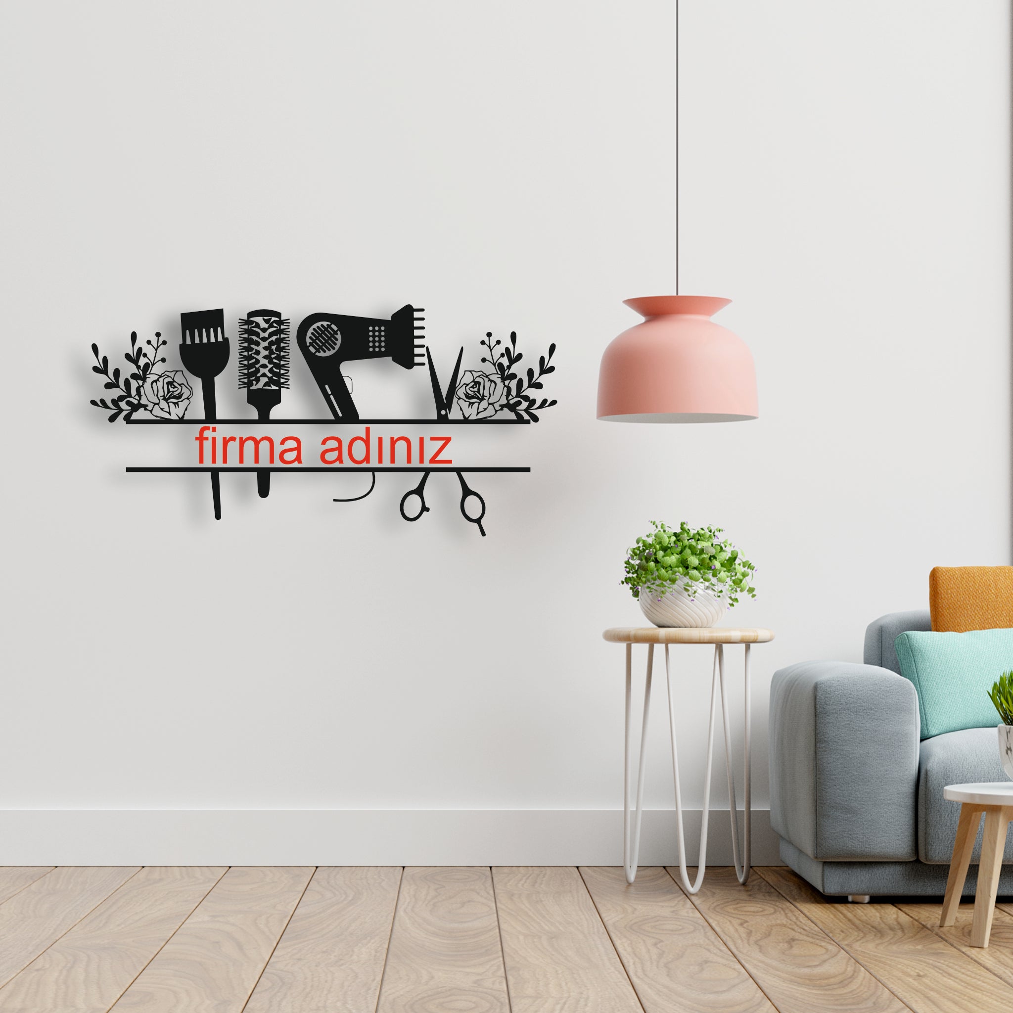 Kuaför Salonu Kişiye Özel Metal Tabela | Saç Tasarım ve Güzellik Dekoru