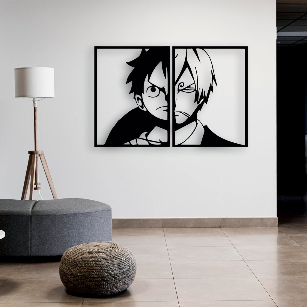 ONE PIECE Luffy & Sanji Metal Duvar Sanatı | 2'li (Duo) Anime Metal Poster Seti | Manga Dekor