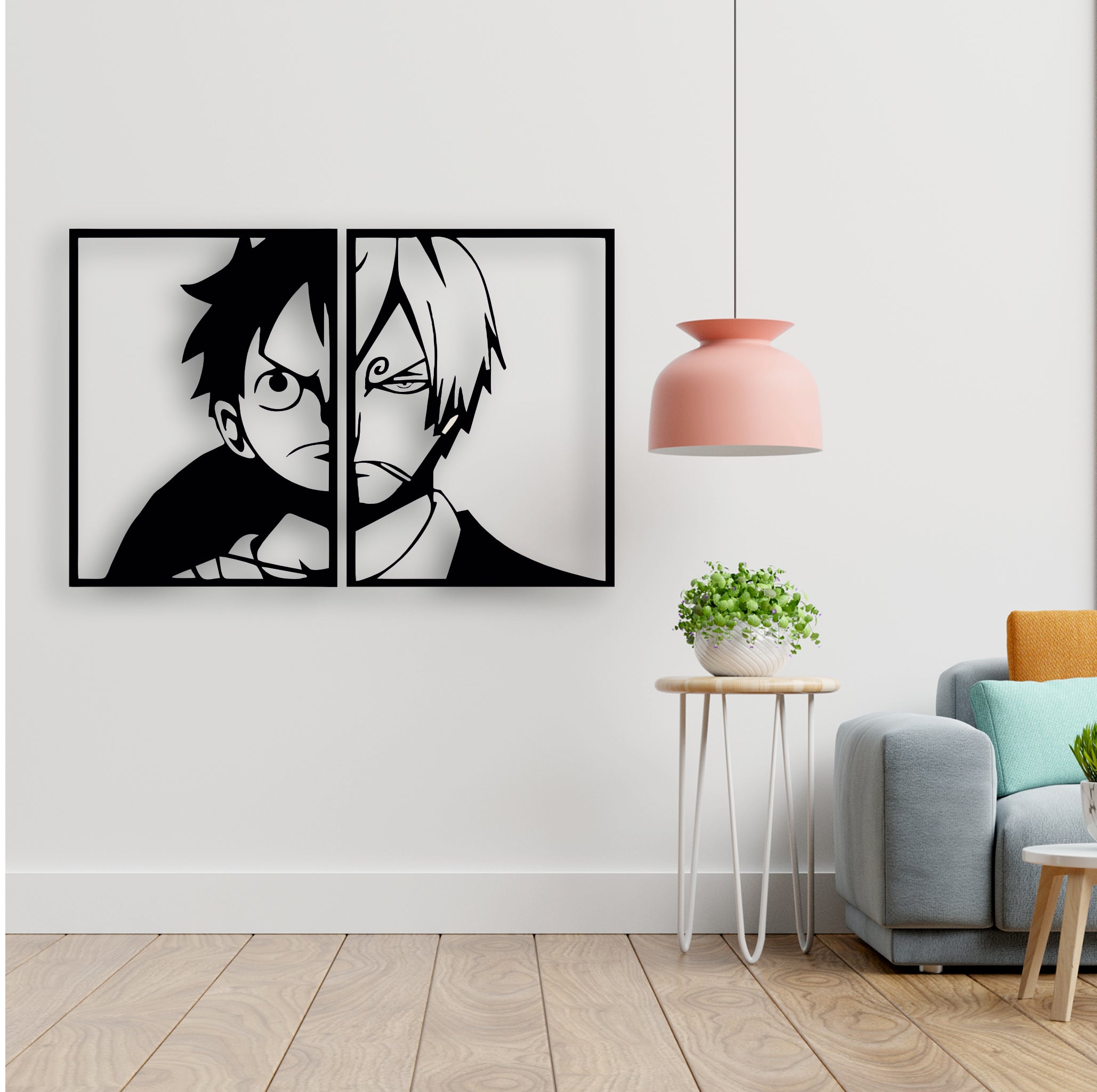 ONE PIECE Luffy & Sanji Metal Duvar Sanatı | 2'li (Duo) Anime Metal Poster Seti | Manga Dekor