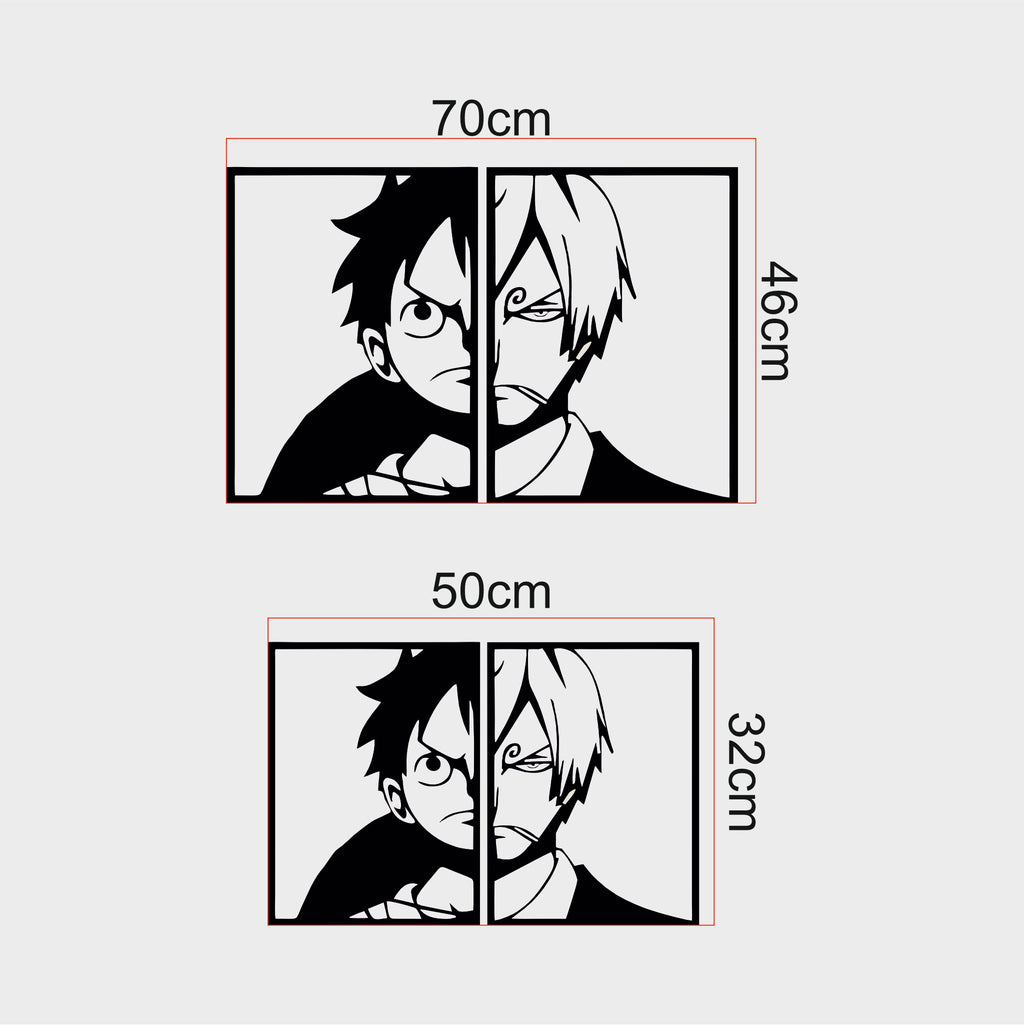 ONE PIECE Luffy & Sanji Metal Duvar Sanatı | 2'li (Duo) Anime Metal Poster Seti | Manga Dekor