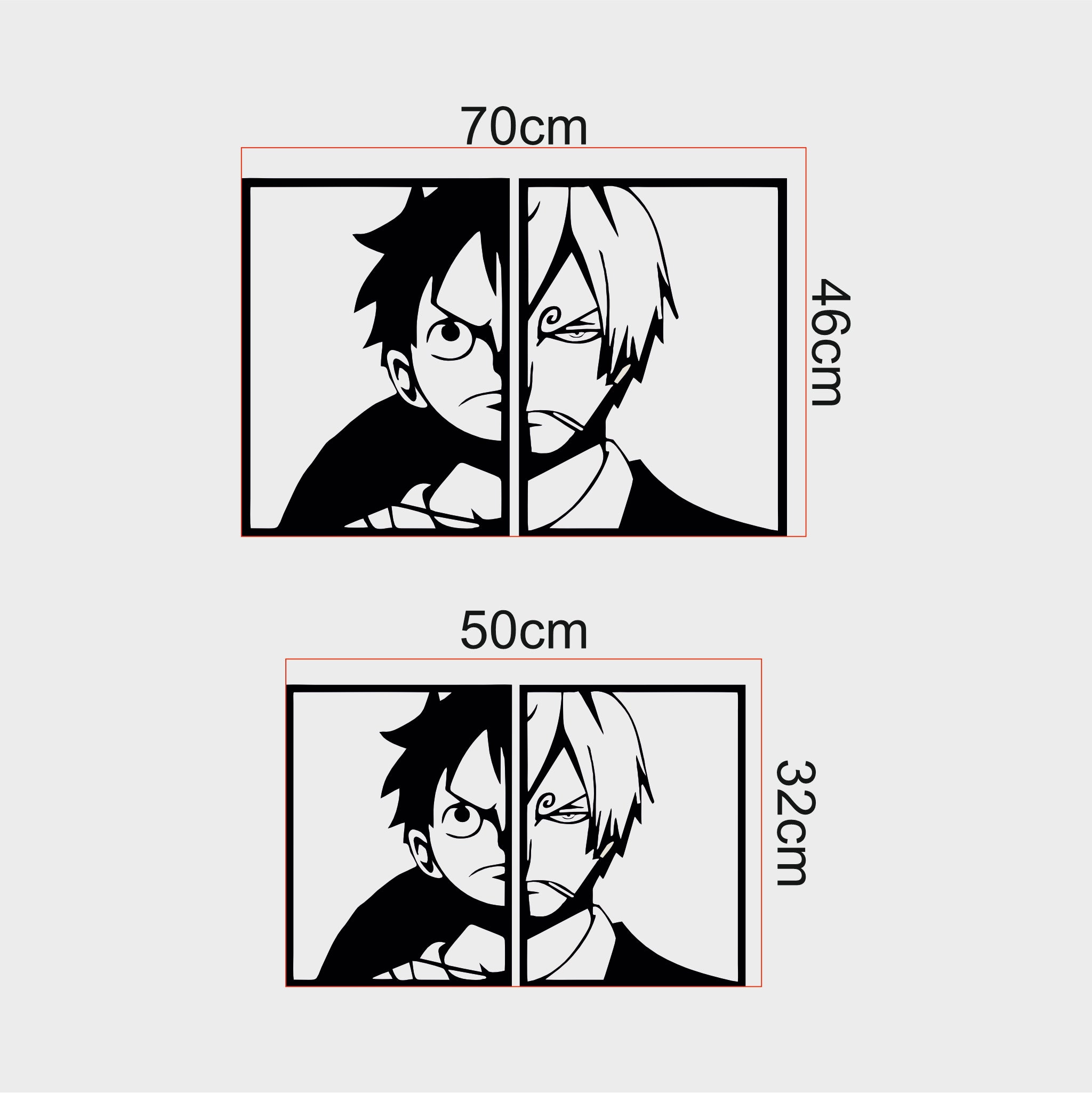 ONE PIECE Luffy & Sanji Metal Duvar Sanatı | 2'li (Duo) Anime Metal Poster Seti | Manga Dekor