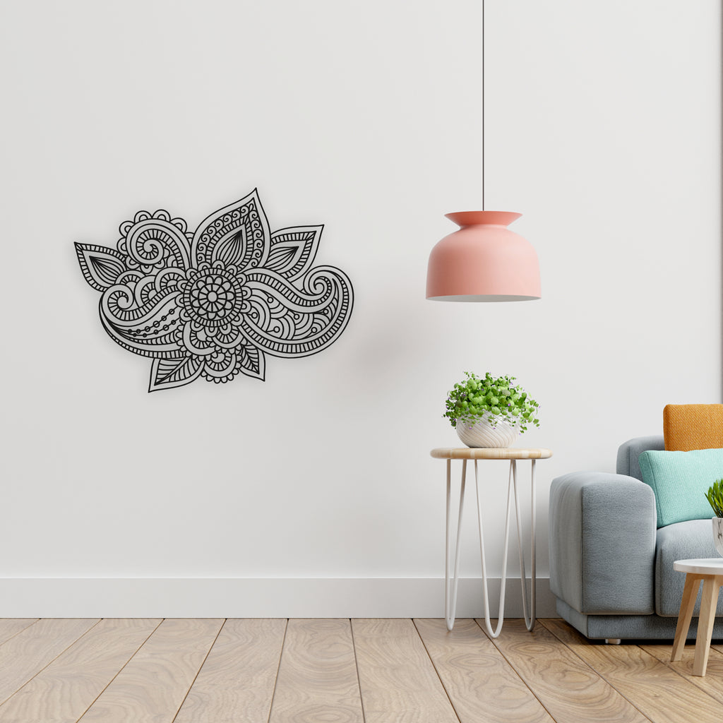 Detaylı Mandala Çiçek Metal Tablo | Yoga/Meditasyon ve Salon Dekoru