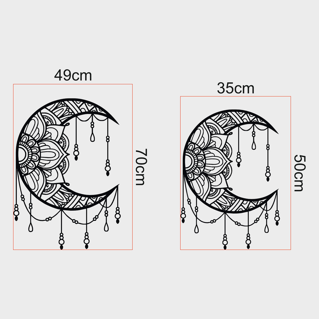 Mandalalı Hilal Ay Metal Duvar Dekoru | Bohem ve Etnik Sanat