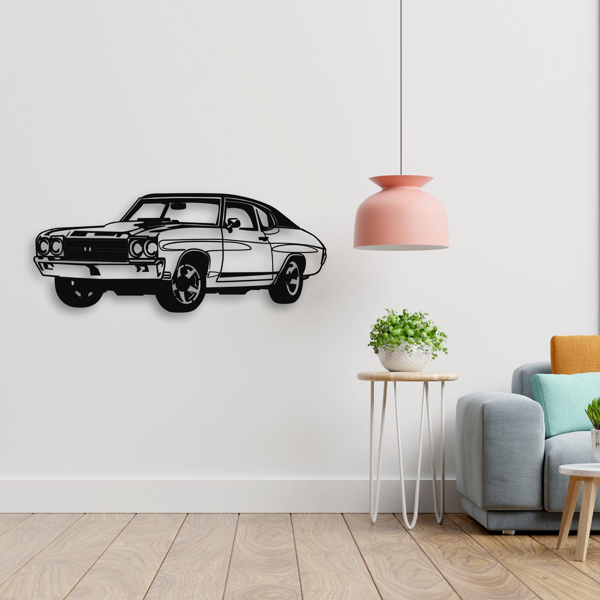 Nostaljik Spor Araba Figürü Metal Tablo | Otomobil Tutkunlarına Hediye