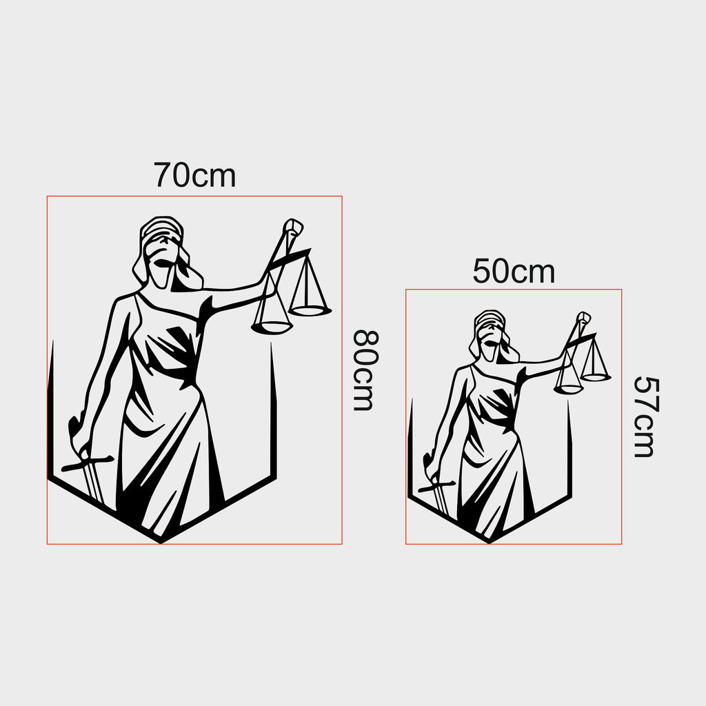 Adaletin Silueti Metal Duvar Dekoru – Lady Justice Tasarımı