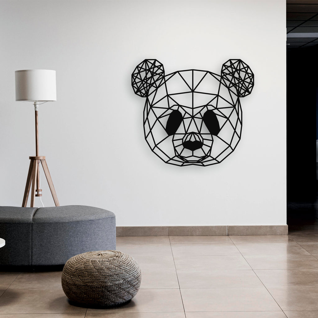Geometrik Panda Metal Duvar Dekoru | Minimalist Tasarım