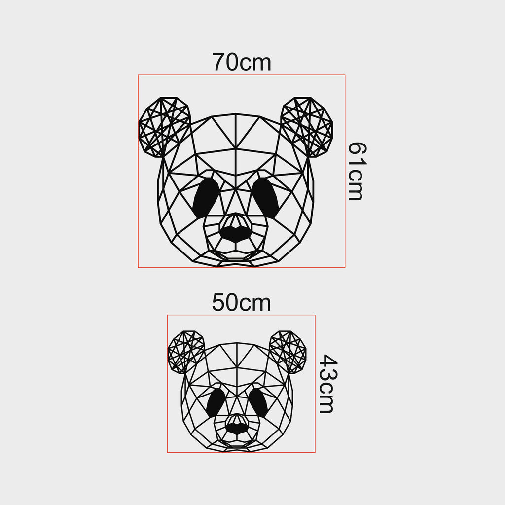 Geometrik Panda Metal Duvar Dekoru | Minimalist Tasarım