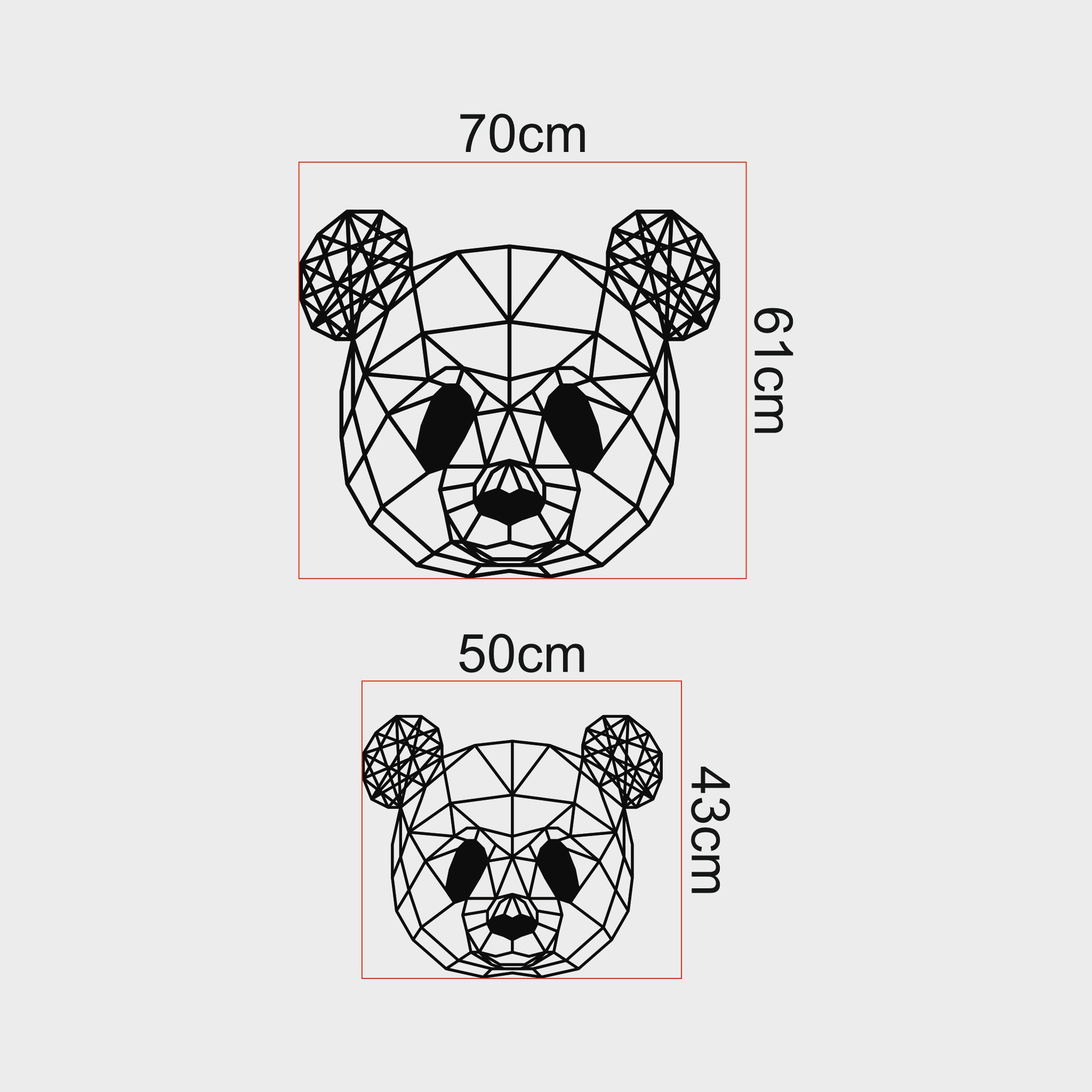 Geometrik Panda Metal Duvar Dekoru | Minimalist Tasarım