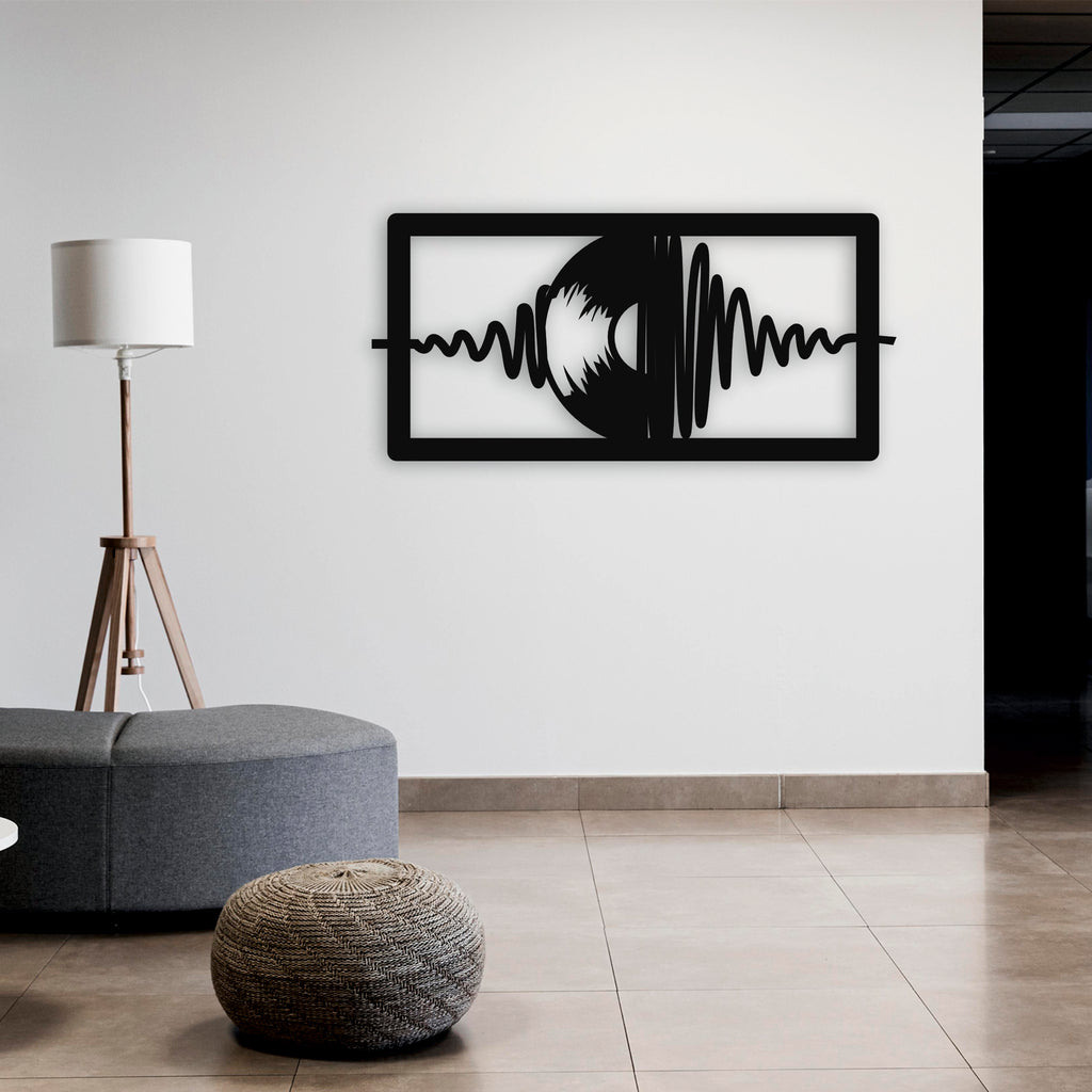 Plak ve Ses Dalgası Metal Duvar Dekoru | Müzik Tutkunları için Sanat