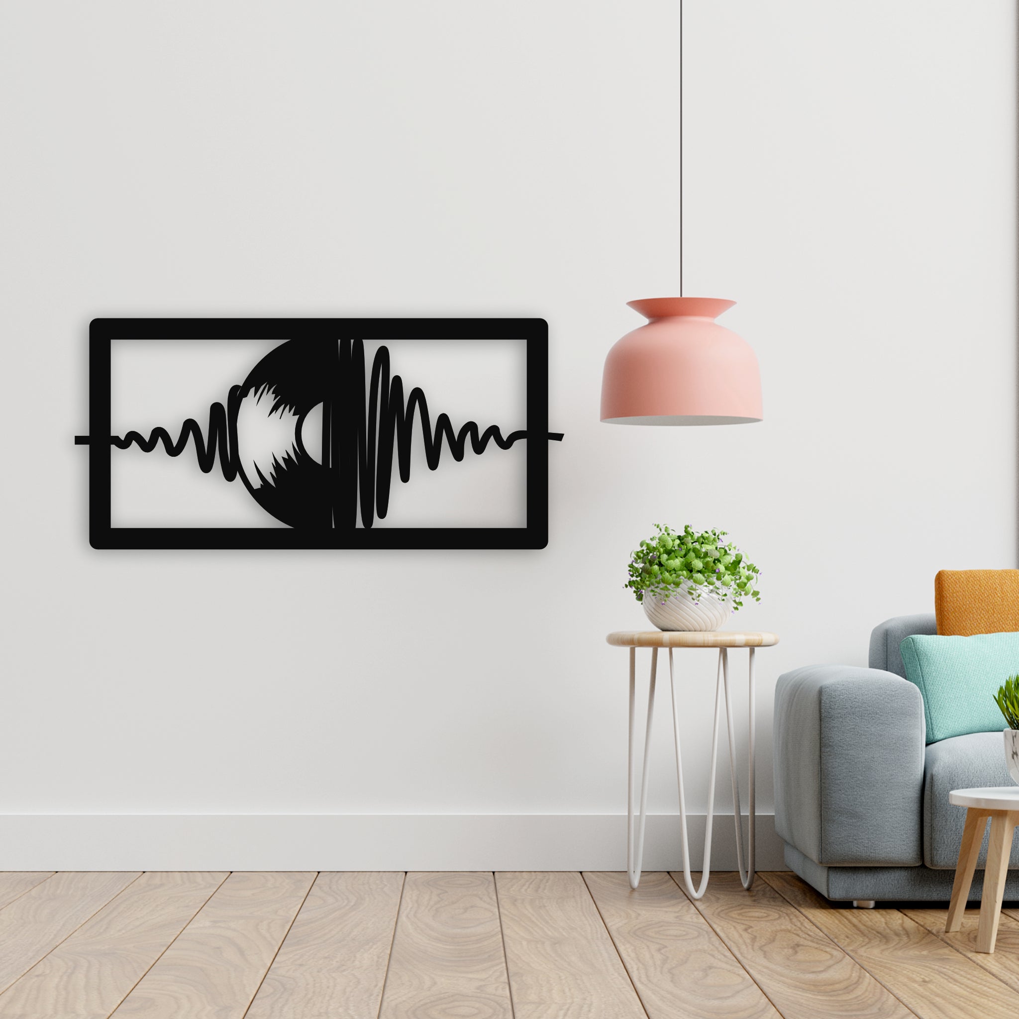 Plak ve Ses Dalgası Metal Duvar Dekoru | Müzik Tutkunları için Sanat
