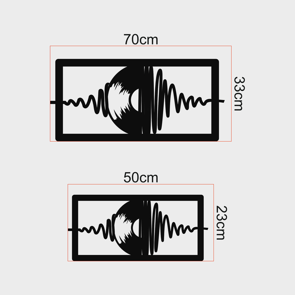 Plak ve Ses Dalgası Metal Duvar Dekoru | Müzik Tutkunları için Sanat