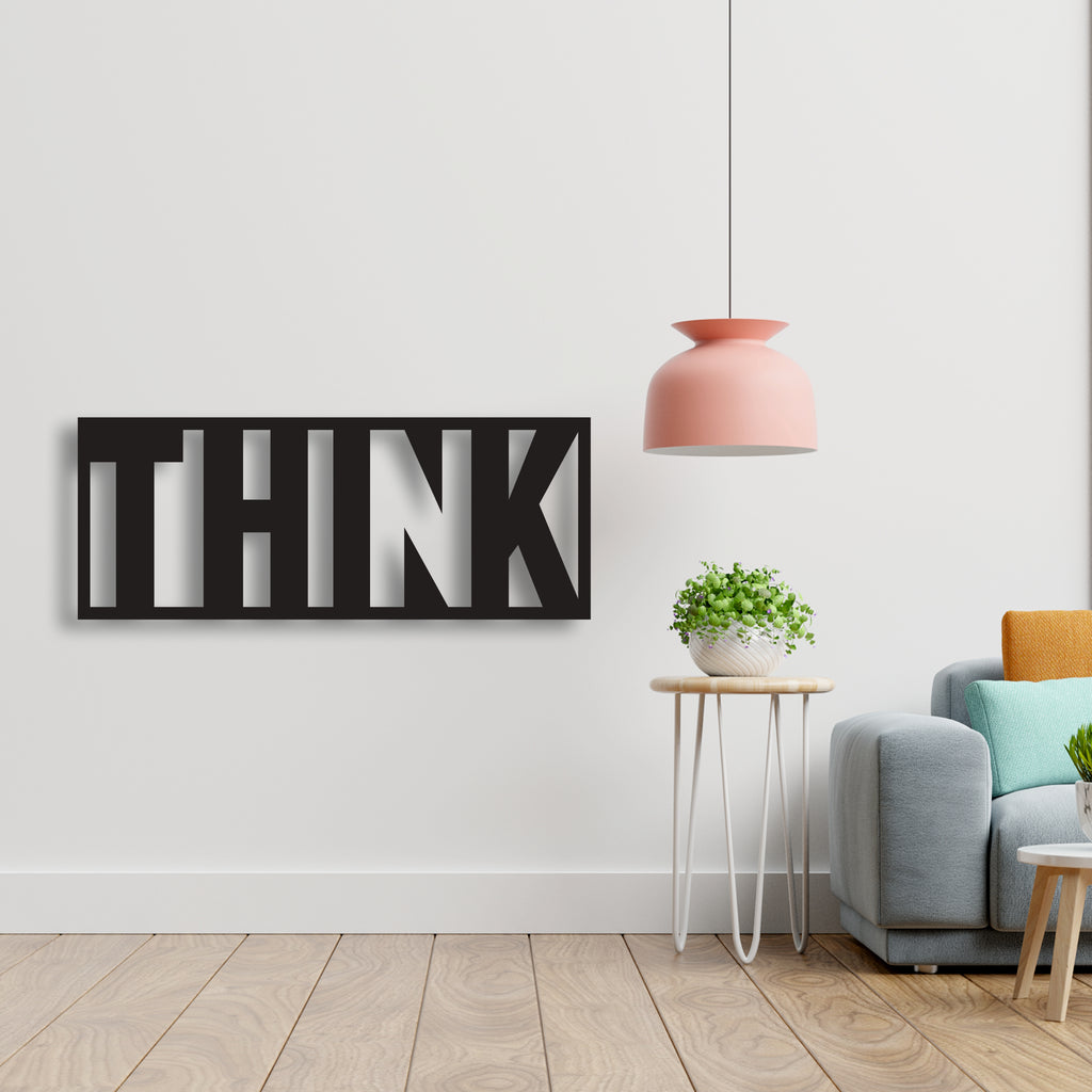 "THINK" Yazılı Gizli Desen Metal Duvar Dekoru | Optik İllüzyon Pano