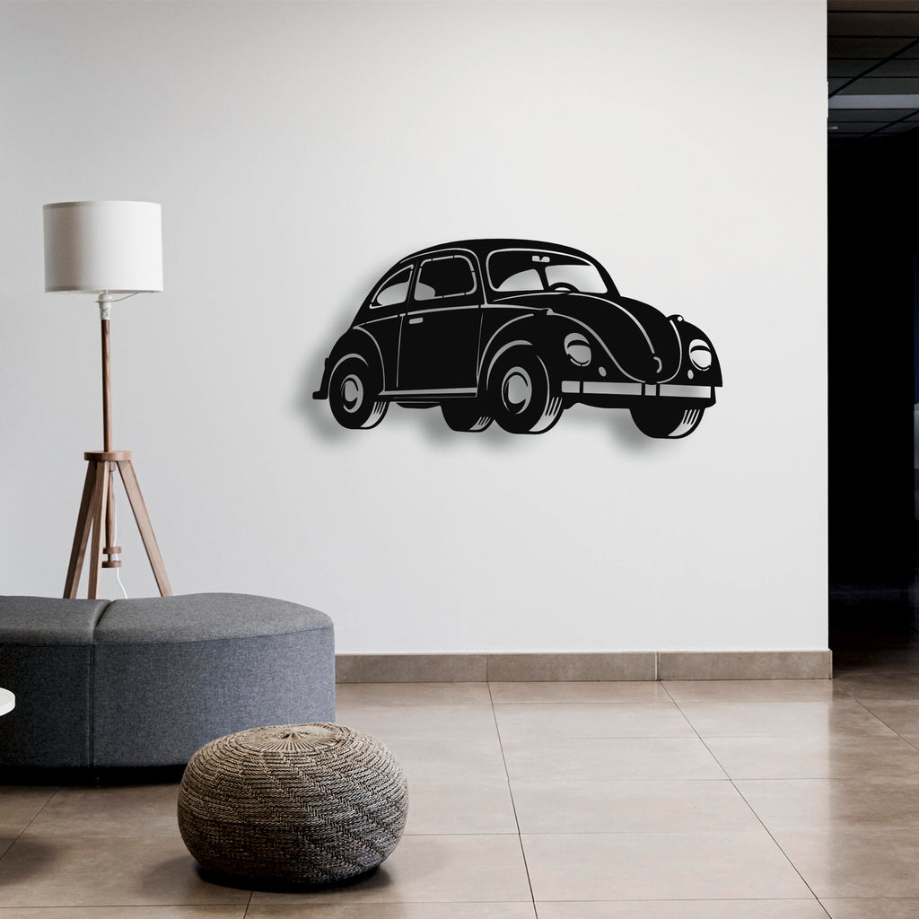 Volkswagen Beetle Metal Duvar Dekoru | Kaplumbağa Araba Sanatı