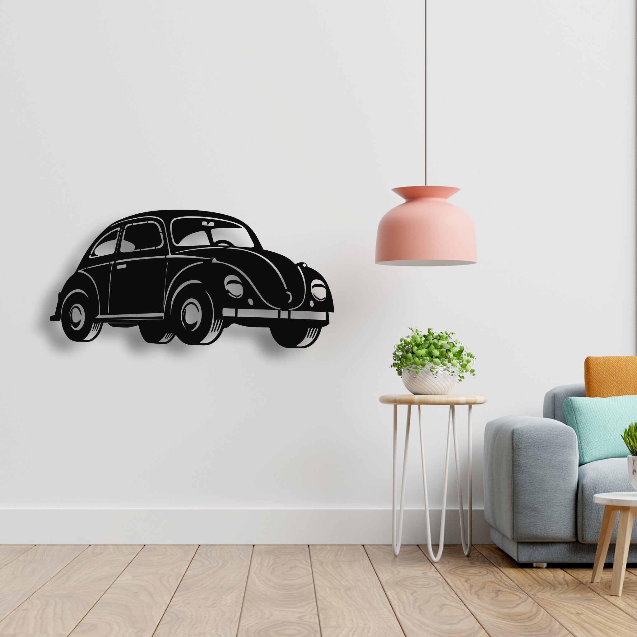 Volkswagen Beetle Metal Duvar Dekoru | Kaplumbağa Araba Sanatı