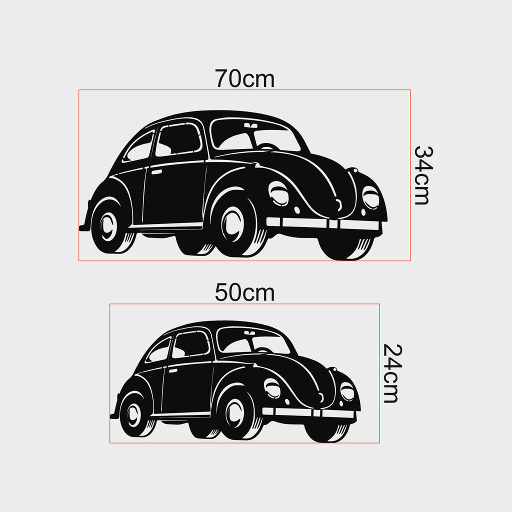 Volkswagen Beetle Metal Duvar Dekoru | Kaplumbağa Araba Sanatı