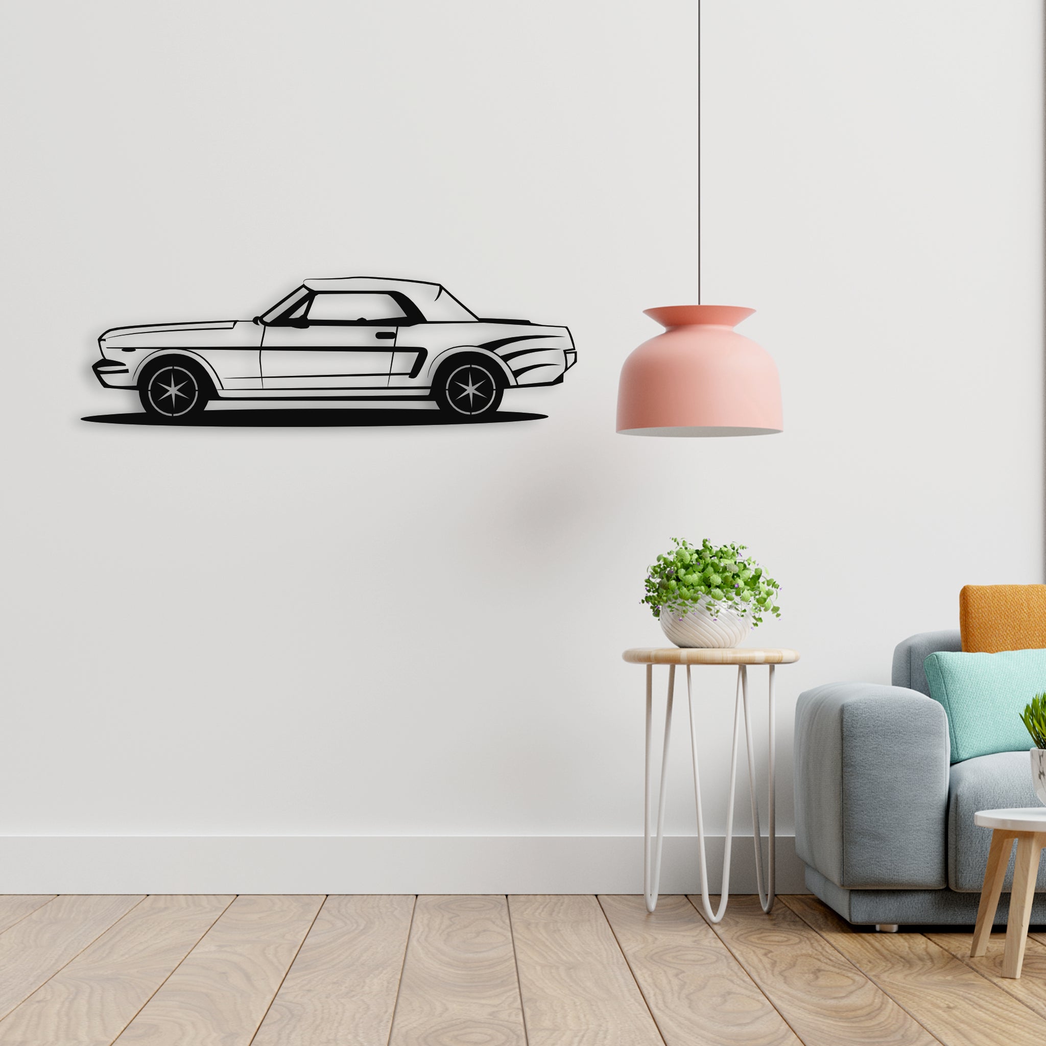 Klasik Mustang Metal Duvar Dekoru | Otomobil Tutkunları için Sanat