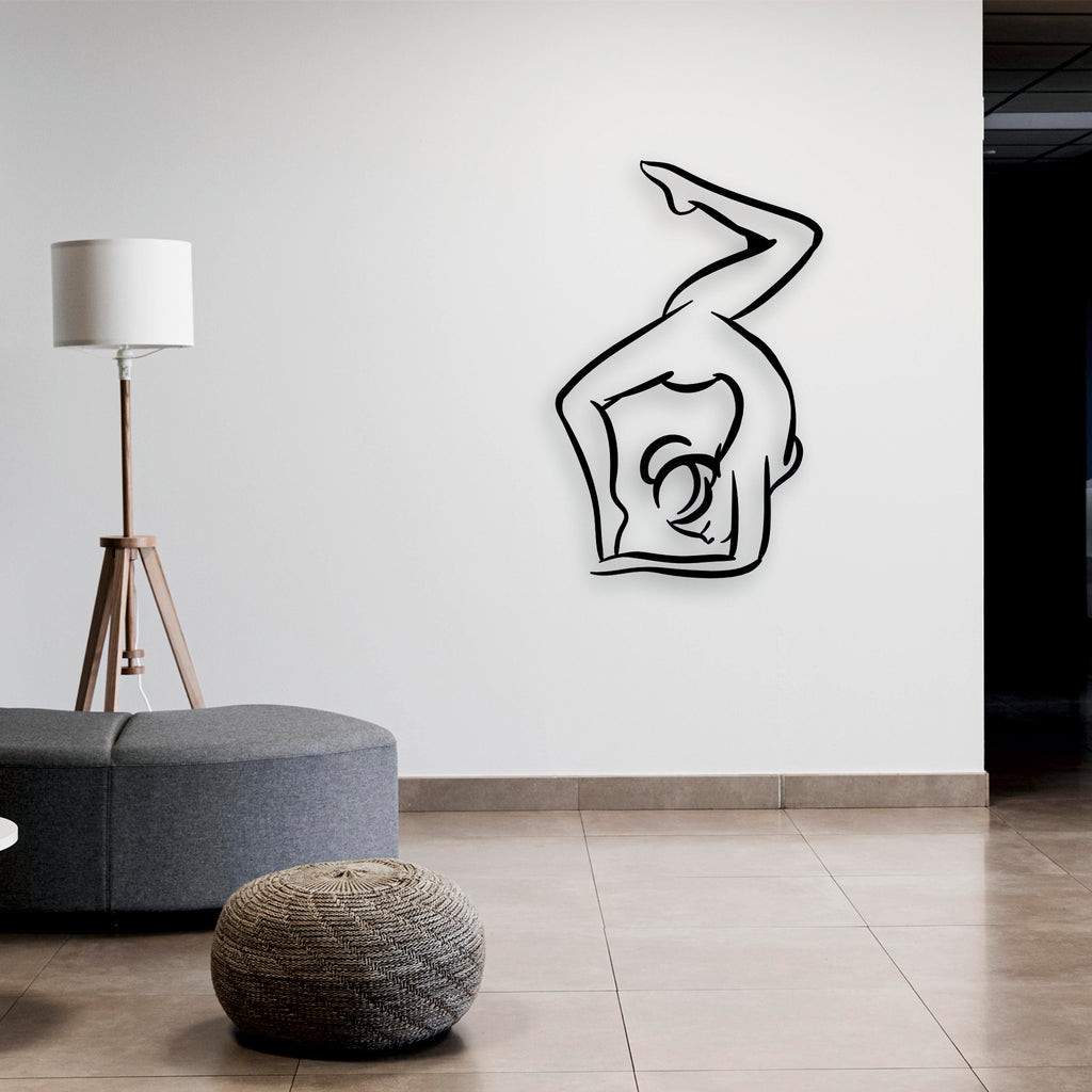 Yoga Duruşu Metal Duvar Dekoru | Vücut Esnekliği ve Zarafet Panosu