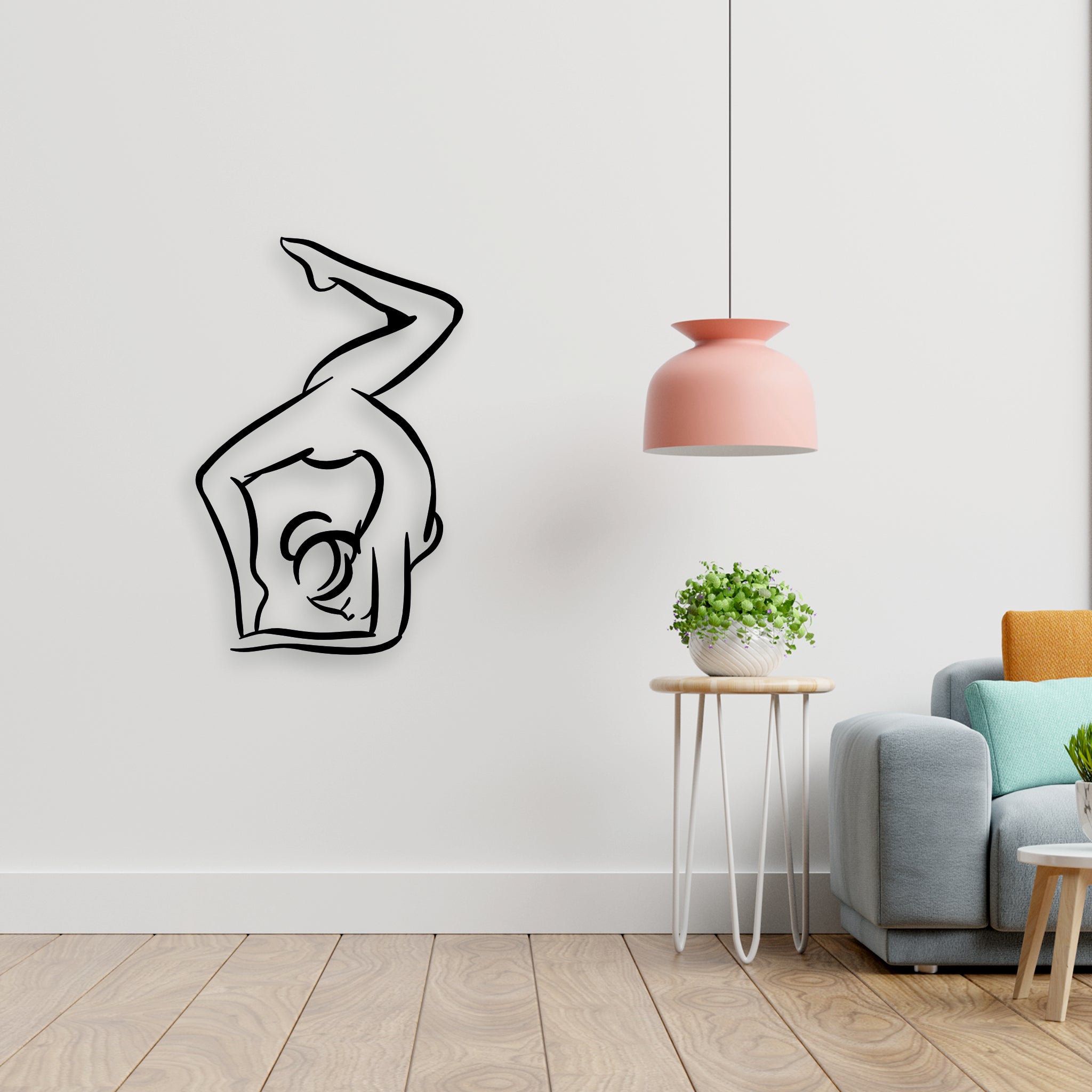 Yoga Duruşu Metal Duvar Dekoru | Vücut Esnekliği ve Zarafet Panosu