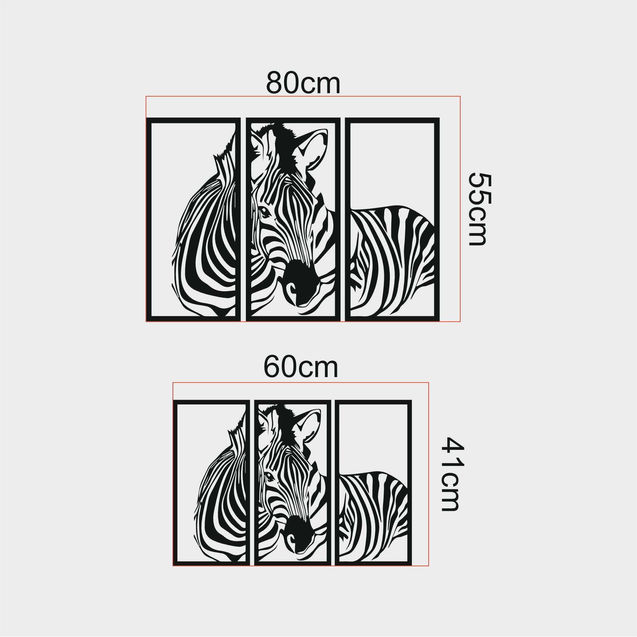 Üç Parçalı Zebra Metal Duvar Tablosu | Modern Duvar Sanatı
